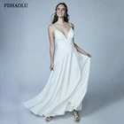 FDHAOLU FU50 Белый сатин свадебные платья в пол с v-образным вырезом, Длина без бретелек свадебное платье индивидуальный заказ Vestido De Novia