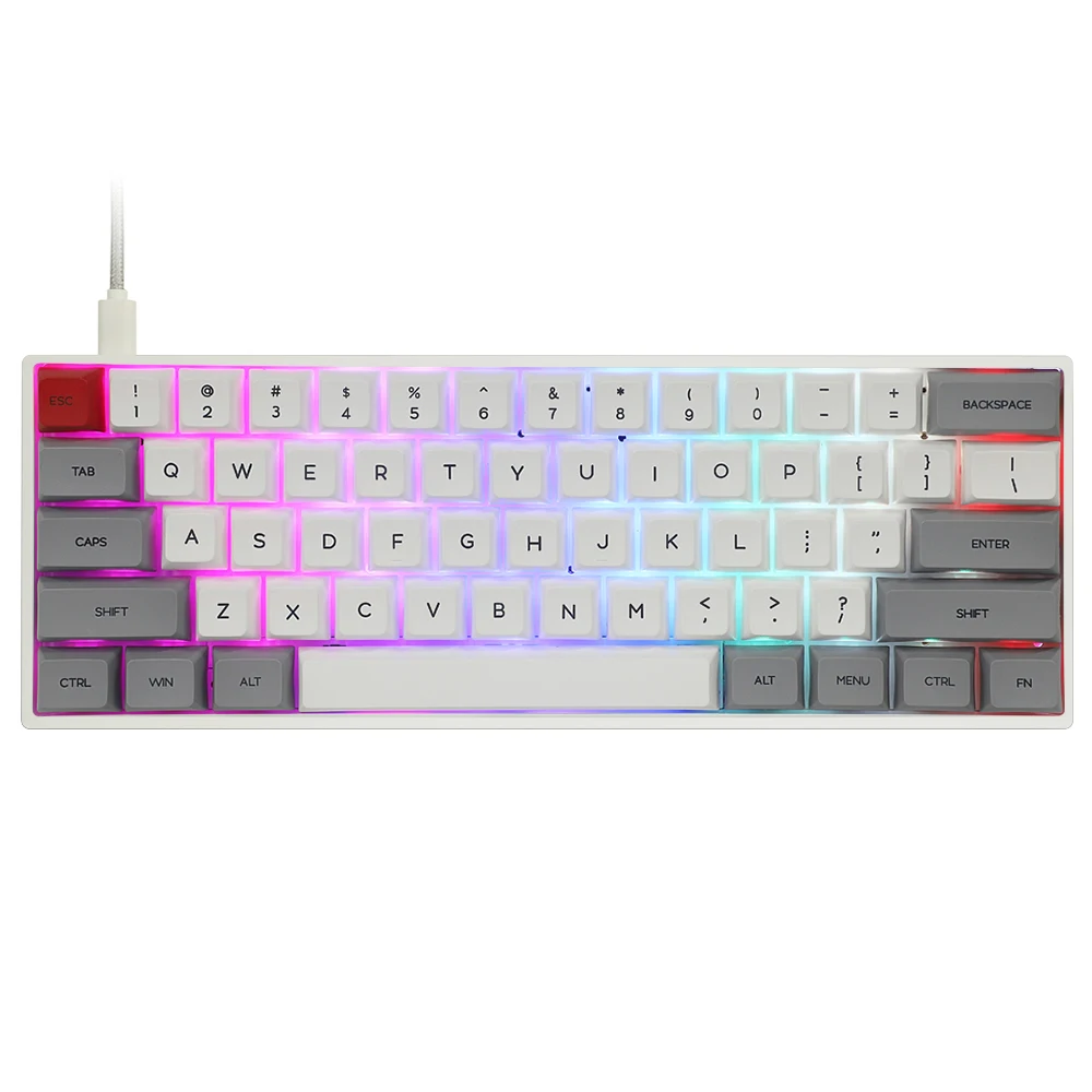 

60% Hotswap Kit 61 Key SK61 Black White Type C Gateron Optical Switch Dye Sub Keycaps RGB Backlight Mechanical Keyboard GK61