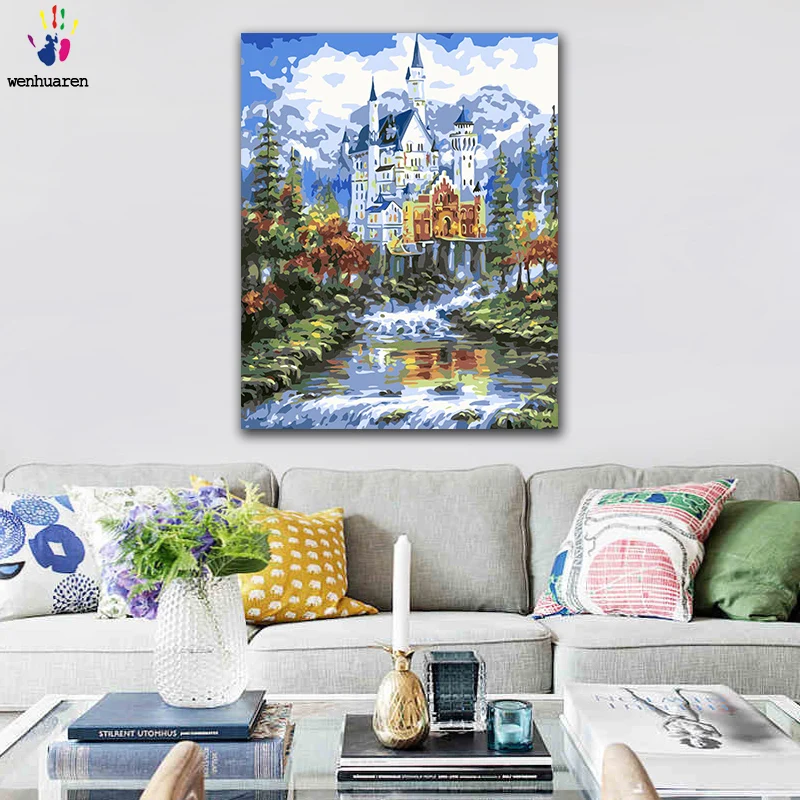 Набор для рисования по номерам &quotДомик на берегу реки&quot картинки раскраски | Дом