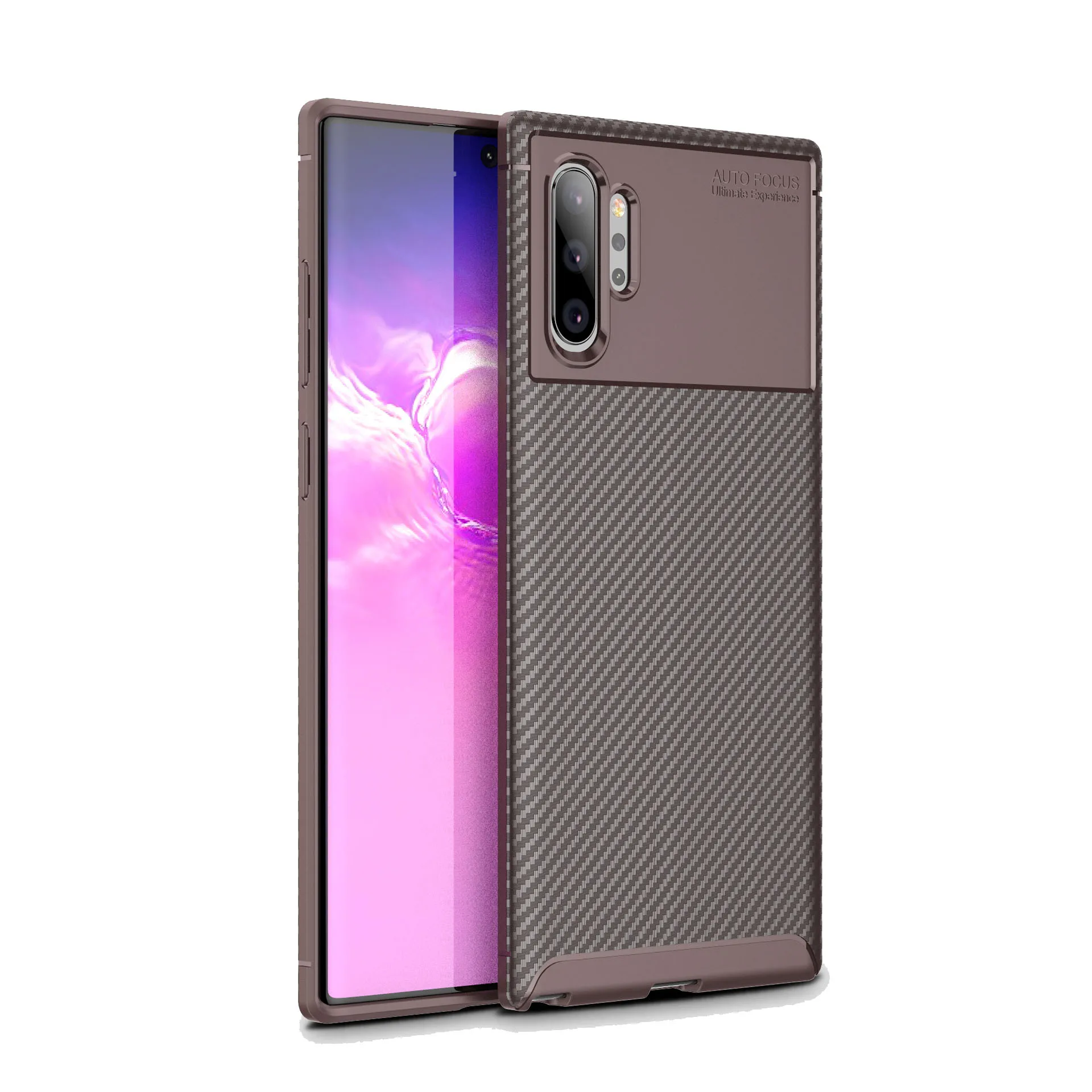 Brown Чехол для samsung Galaxy Note 10, мягкий силиконовый защитный чехол из углеродного волокна для samsung note 10 plus note10 pro - Цвет: Brown