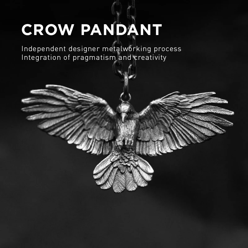 

Stainless Steel Jewelry Fashion Simple Compact and Exquisite Crow Raven Eagle Men's and Women's Pendant Necklace Accessories