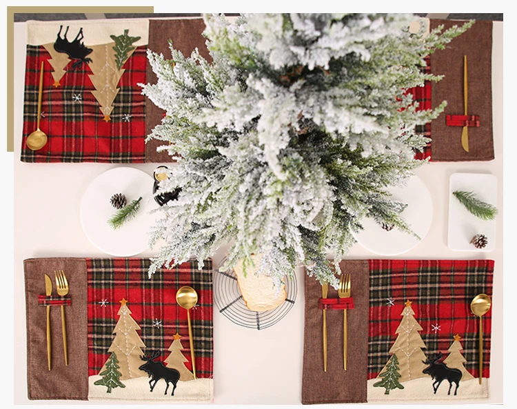 New Year Christmas Home Decoration Kitchen Accessories Placemat Christmas Table Decoration