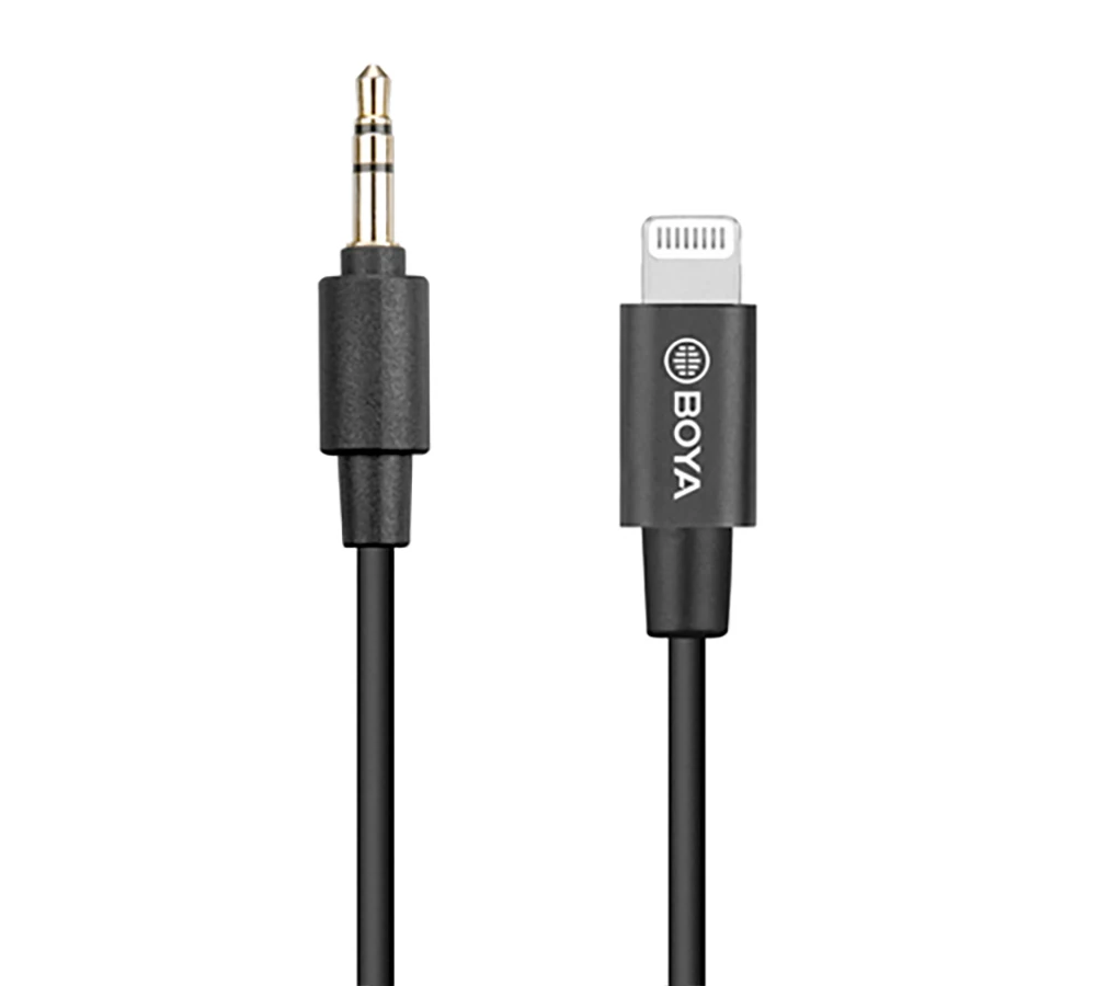 

BOYA BY-K1 3.5mm TRS to Lighting Adapter Cable for iPhone 11 Pro Xs Max Xr 8 Plus Connect to Camera Microphone BY-WM4 BY-WM8 Pro