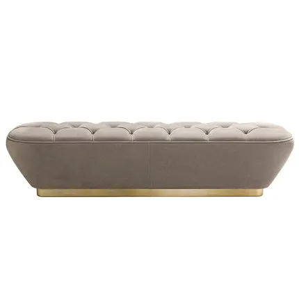 

Minimalist modern luxury style metal solid wooden PU leather long bench comfortable luxury bed furniture for bedroom apartment