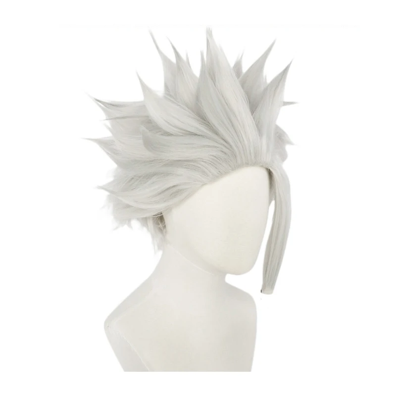 BLEACH Hitsugaya Toushirou короткие серебристо-белый слоистый пушистый Косплэй парики