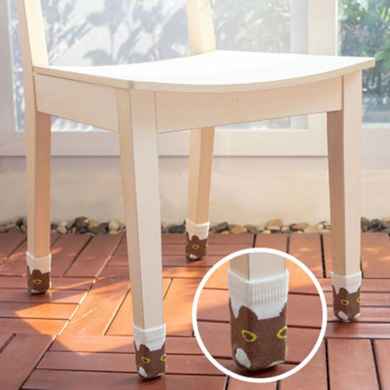 

4pcs Panda Chair Socks Chair Leg Caps Covers Floor Protectors Anti-slip Knitting Socks for Furniture Sleeve Round Square Socks