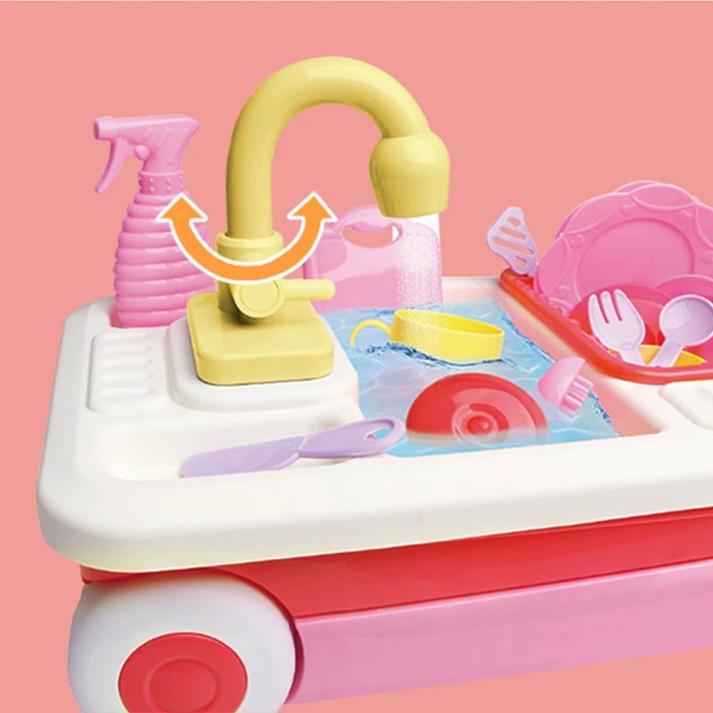 

Children Kitchen Toy Simulation Electric Dishwasher Pretend Sink Play House Role Play Interactive Toys Luggage Case
