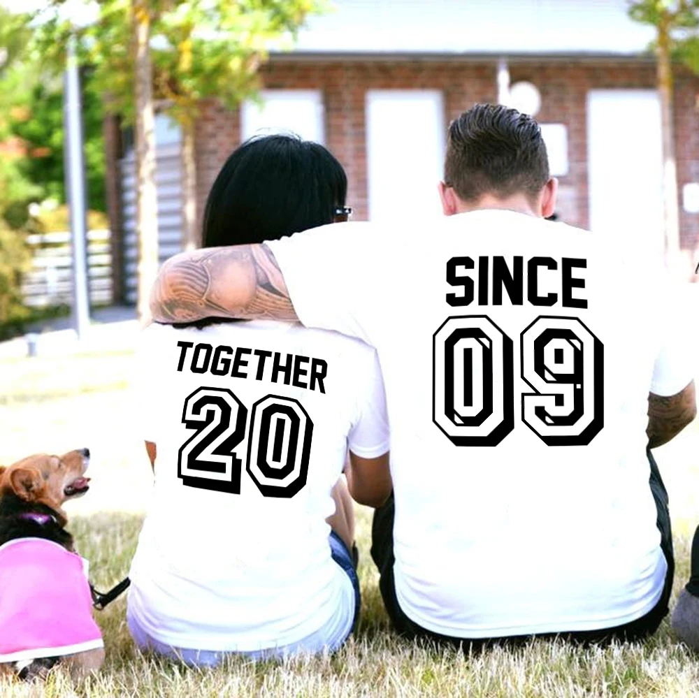 

Together Since 2009 Couple Shirts Summer Short Sleeve Couple Matching Tshirts Valentines Day Shirt Men Women Anniversary Gift