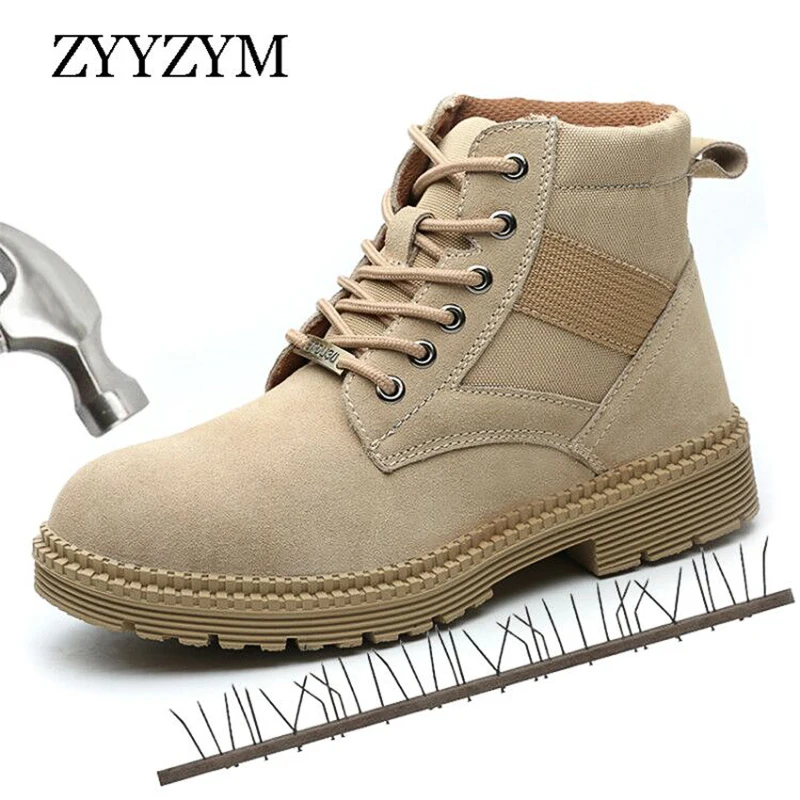 

ZYYZYM Men Work Safety Boots Outdoor Steel Toe Autumn High Top Shoes Men Puncture Proof Protective Man Safety Boots Footwear