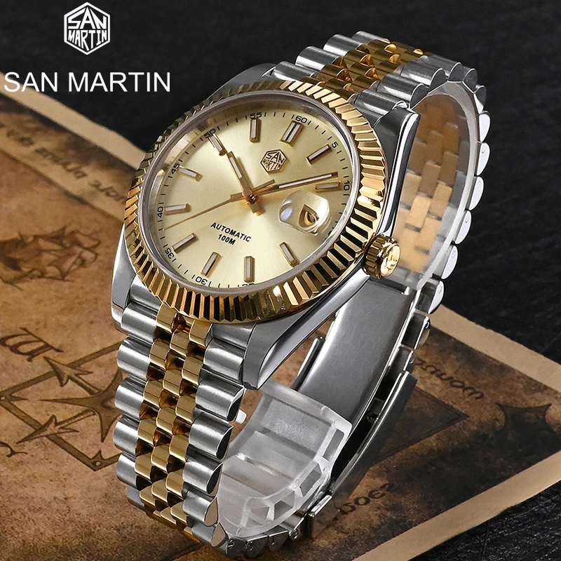 

San Martin New Business Luxury Watches Sapphire Crystal Carving Bezel SW200 Automatic Watch Stainless Steel Classic Watch Men
