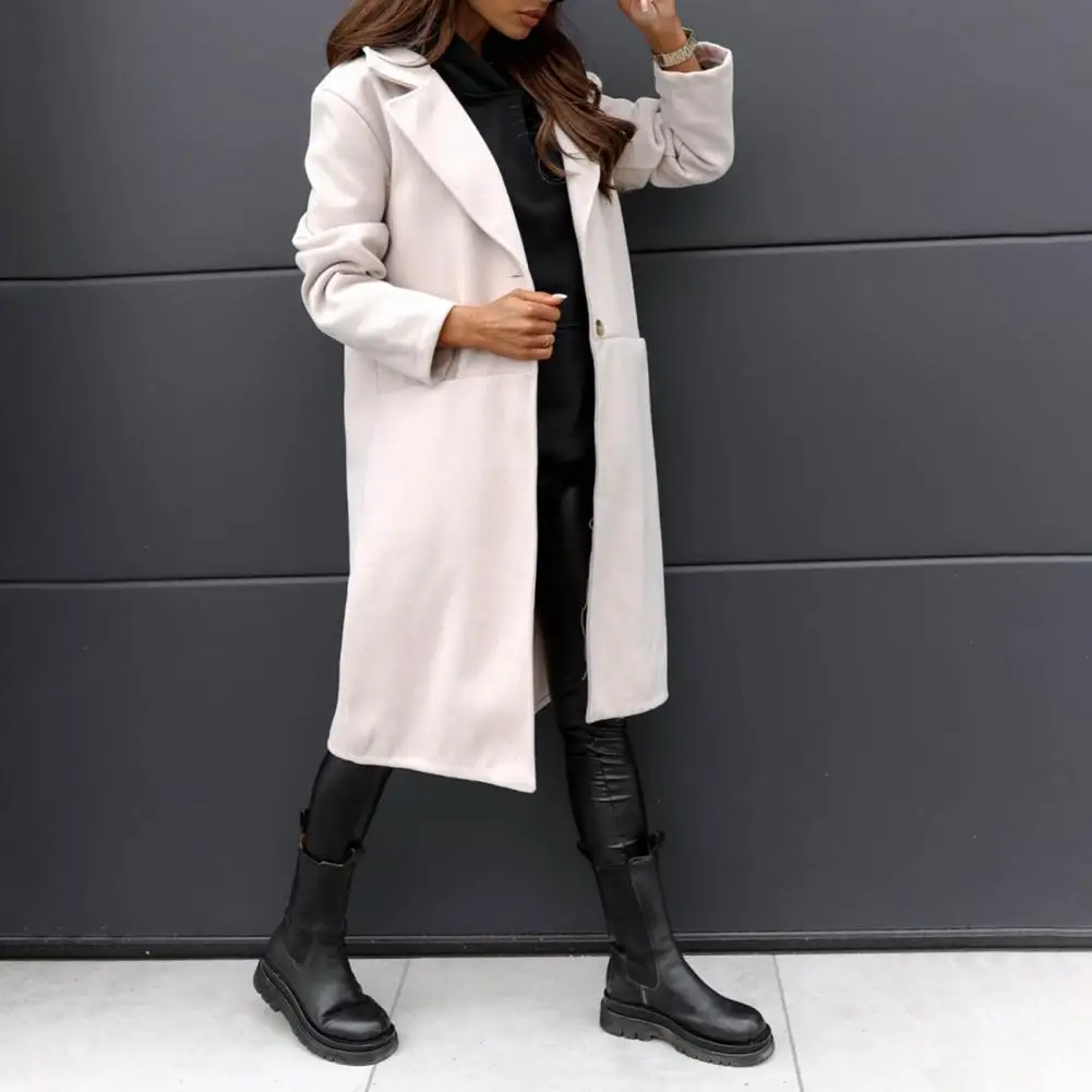 

Woolen Warm Single-breasted Notched Collar Women Jacket for Shopping