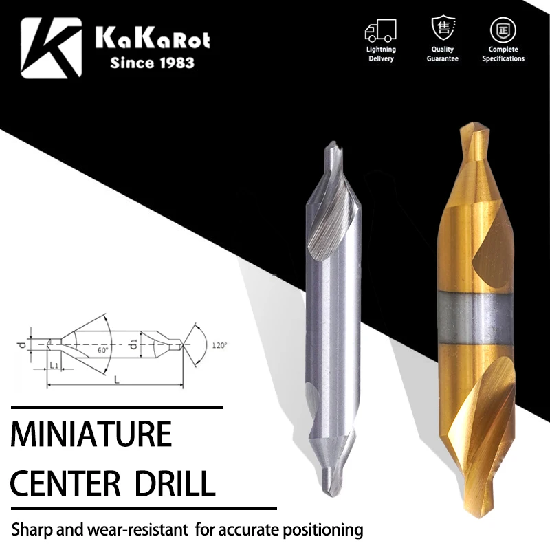 1/5/10pcs 1set KaKarot HSS Center Drill Bit Combined Center Drills 60 Degree Countersinks Angle Bit Metal Drill Bit HSS-TIN 6pcs hss combined center drills 60 degree countersinks angle bit set 1 0mm 1 5mm 2 0mm 2 5mm 3 0mm 5mm metal drill bit 4 7