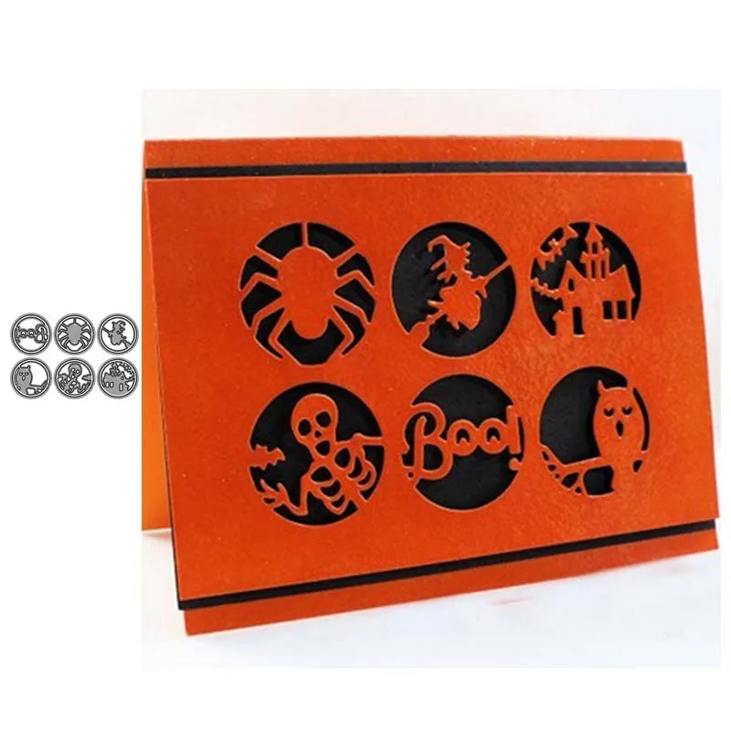 

Metal Cutting Dies Halloween Circle Spider Castle Craft Stencil Diy Scrapbooking Handmade Card Make Shape Album Decoration Model