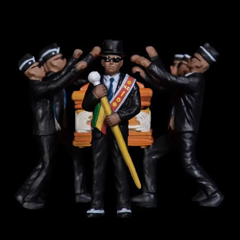 

1/20 Hot Fashion Blacks Coffin Dance Team Figure 10cm Blacks Carry The Casket Dancing Pallbearers PVC Toys & Hobbies Action