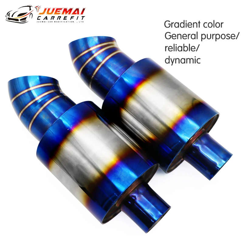 

Elbow car exhaust system muffler tail pipe interface 51MM 63MM universal gradient stainless steel thickened 2mm Drum length 13cm