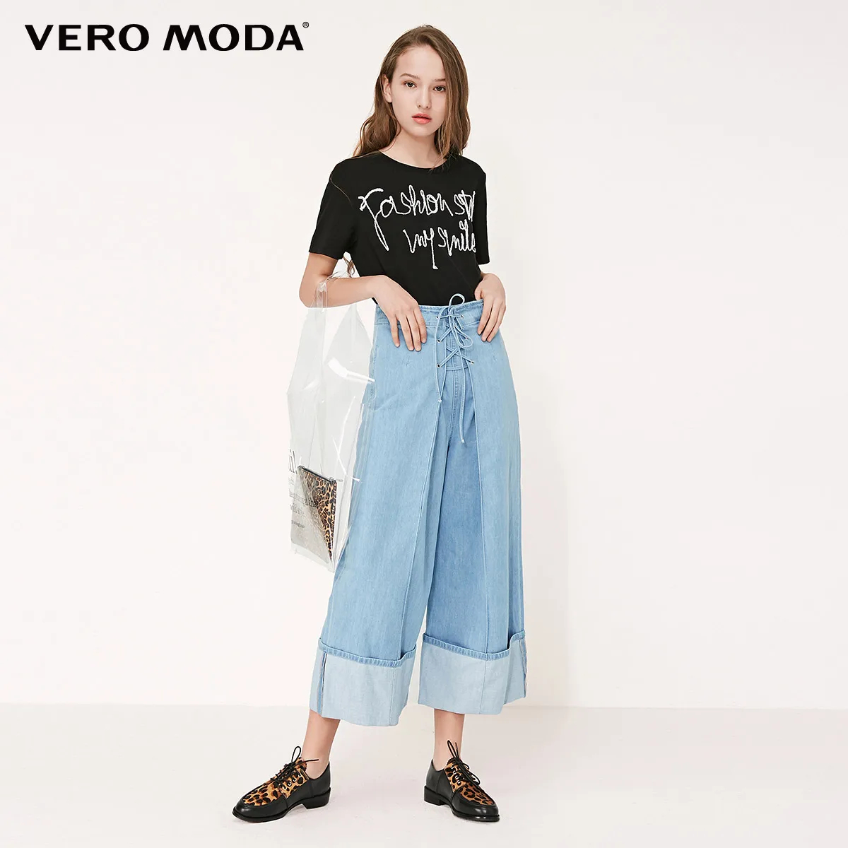 Женские джинсы капри с высокой посадкой Vero Moda 100% хлопок потертые и | 31926I553|Широкие