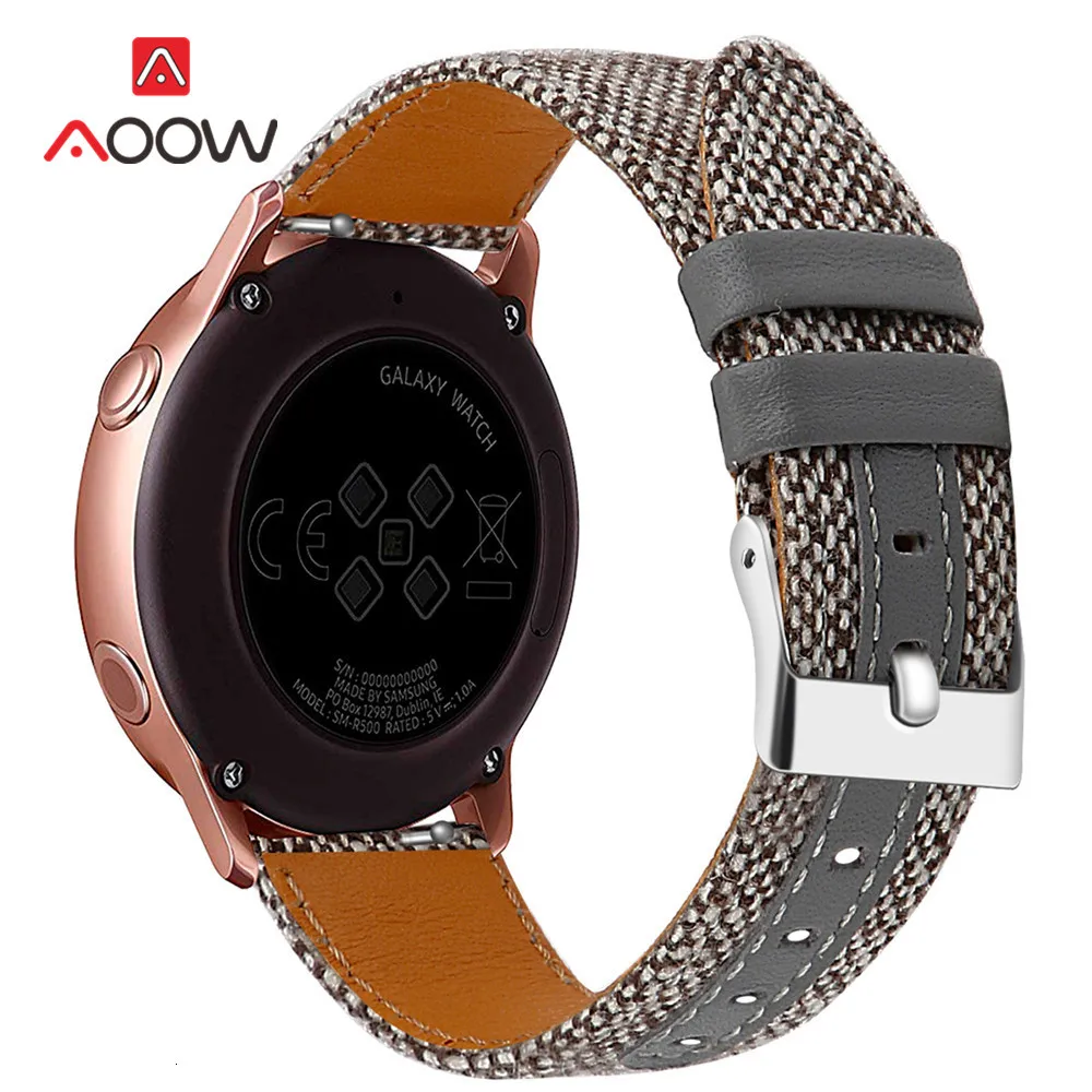 Нейлоновый ремешок из натуральной кожи для samsung Galaxy Watch Active 42 мм 46 мм gear S2 S3 Amazfit BIP браслет ремешок 20 мм 22 мм