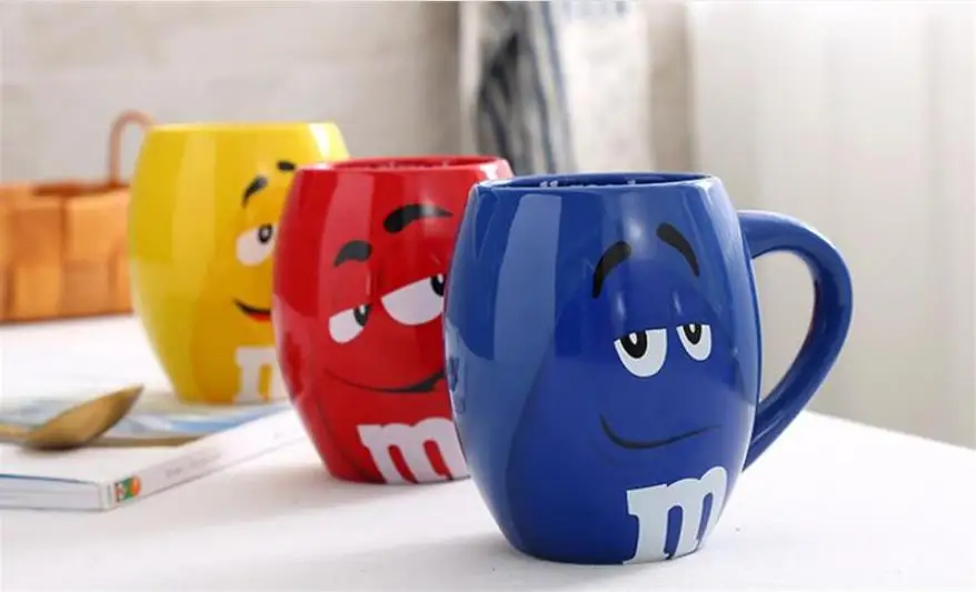 M& m бобы кофейные кружки чашки для чая и Кружки Мультфильм милый знак экспрессии большой емкости керамическая чашка Рождественский подарок