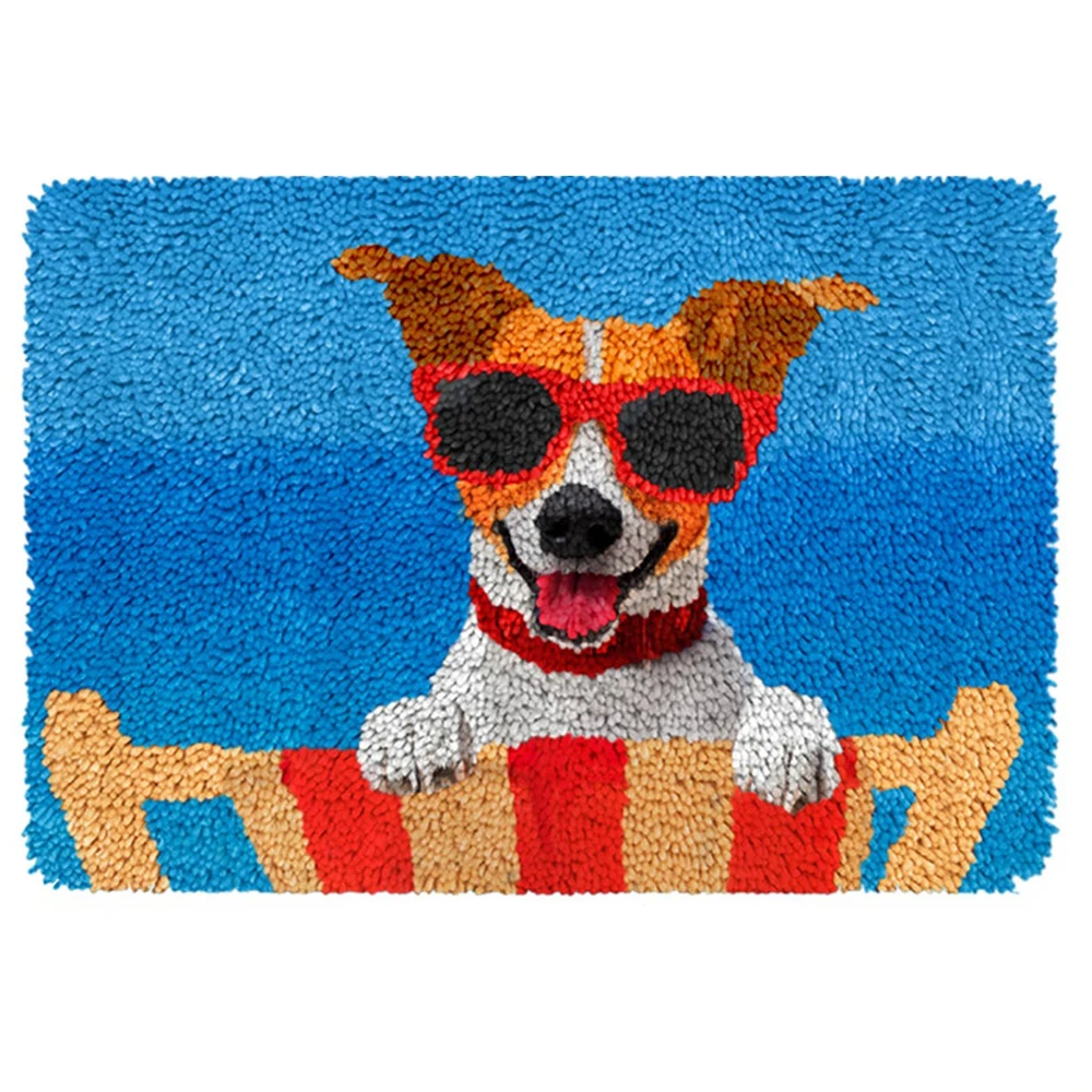 

Latch hook kit canvas for embroidery latch hook rug kits Dog with Pre-Printed Pattern knotted carpet kit crochet carpet