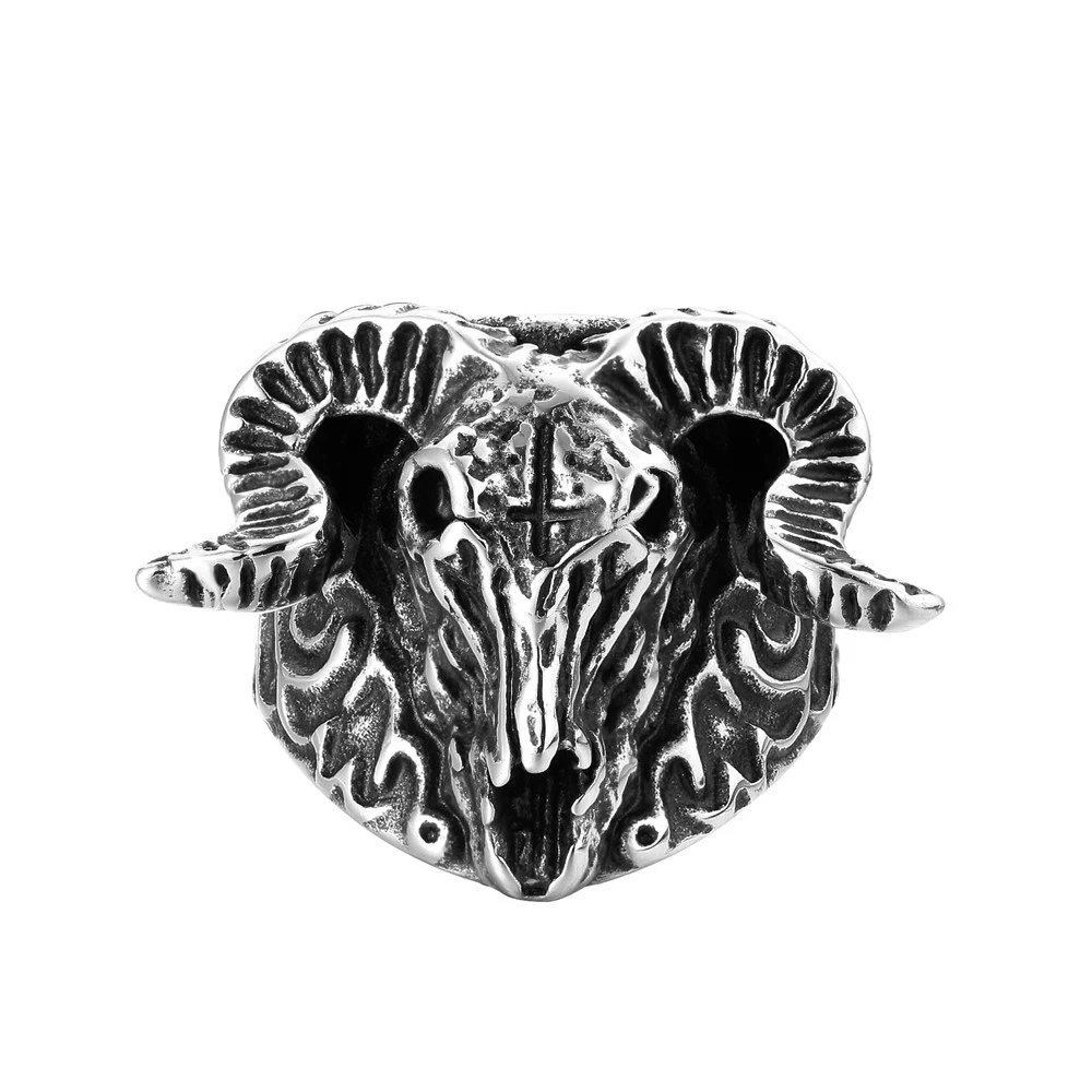 Мужское кольцо с головой овцы и козы из нержавеющей стали уникальное Ювелирное