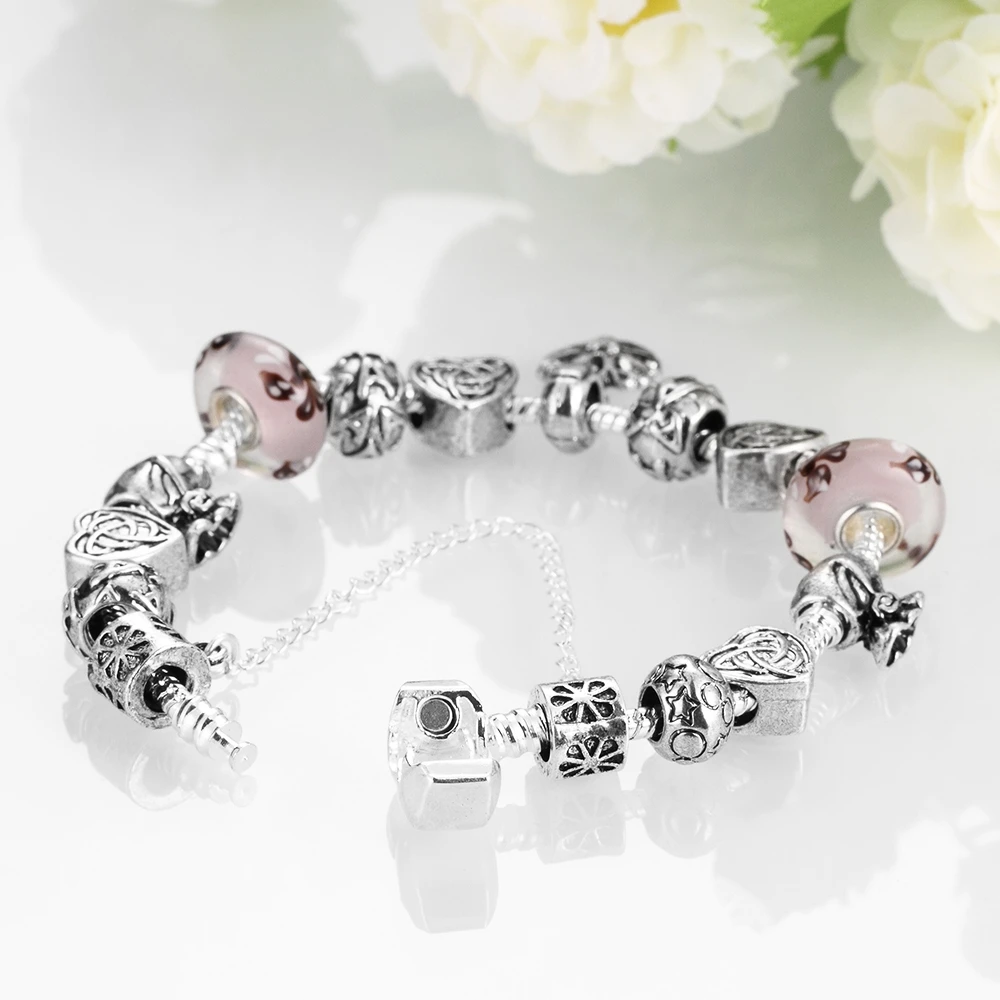 

NB10 Romantic Heart Zirconia Stone Engagement Charm Bracelet for women wedding Jewelry