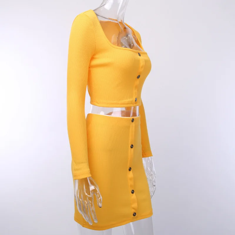 Женский комплект из двух предметов с вырезом лодочкой неоновый оранжевый