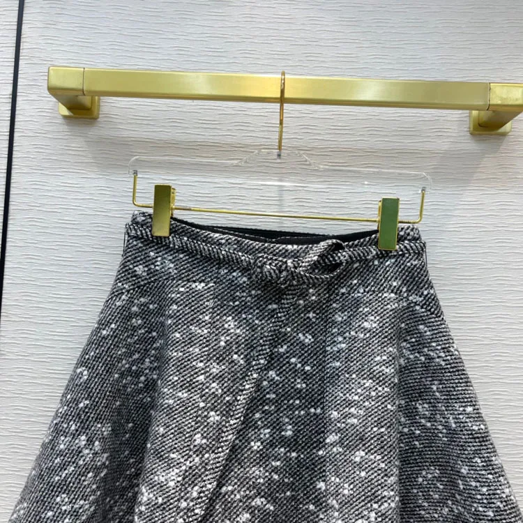 

Top Quality 78% Wool Tweed Skirts for Women Fashion Mini A-line Skirt Luxury Brand 3D Cut High Waist Slim Skirt Lady Winter 2021
