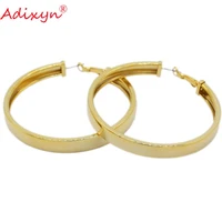 adixyn gold color big hoop earring for women flat round partywedding jewelry accessory n11293