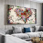 Современные водонепроницаемые чернила на холсте любовь Картина абстрактные красочные сердца цветы плакаты принты Настенная картина для гостиной дома