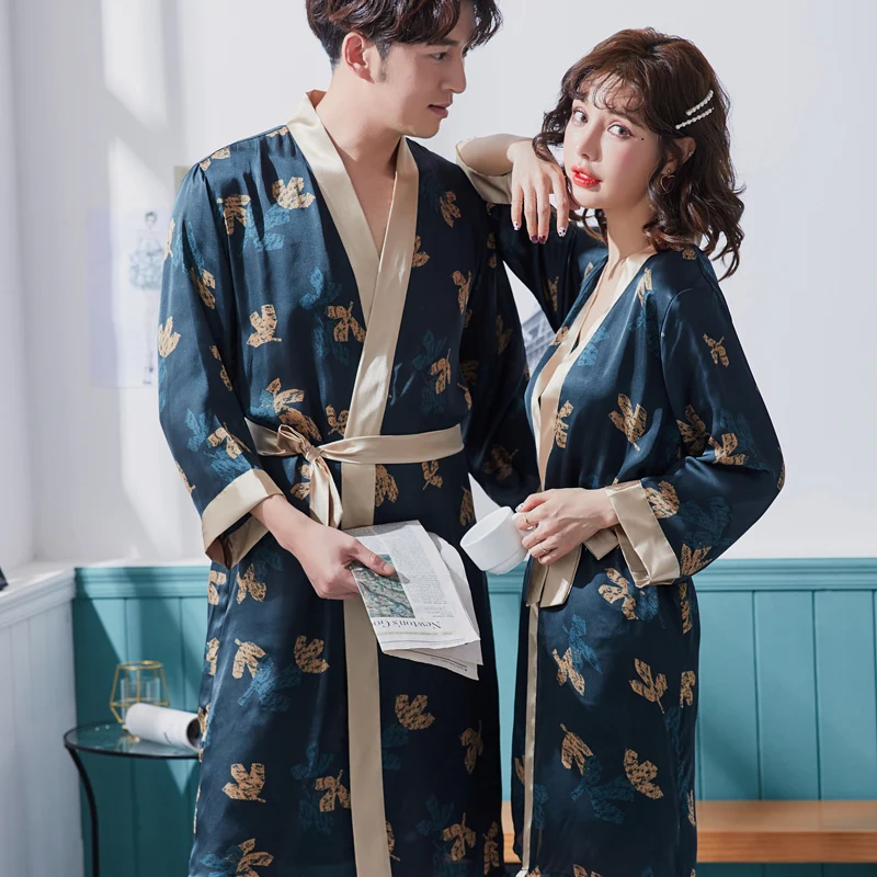 Satin Silk Summer Kimono Lover Honeymoon Robe Men Women Bathrobe Home Robes Soft Peignoir Homme Badjas Sleep Lounge Sleepwear