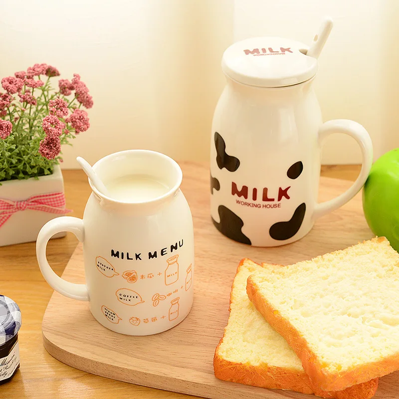 

Lovely Cow Mug Office Breakfast Milk Ceramic Cup with Handle Home Personalized Design Milk Coffee Couple Tripe Water Bottle