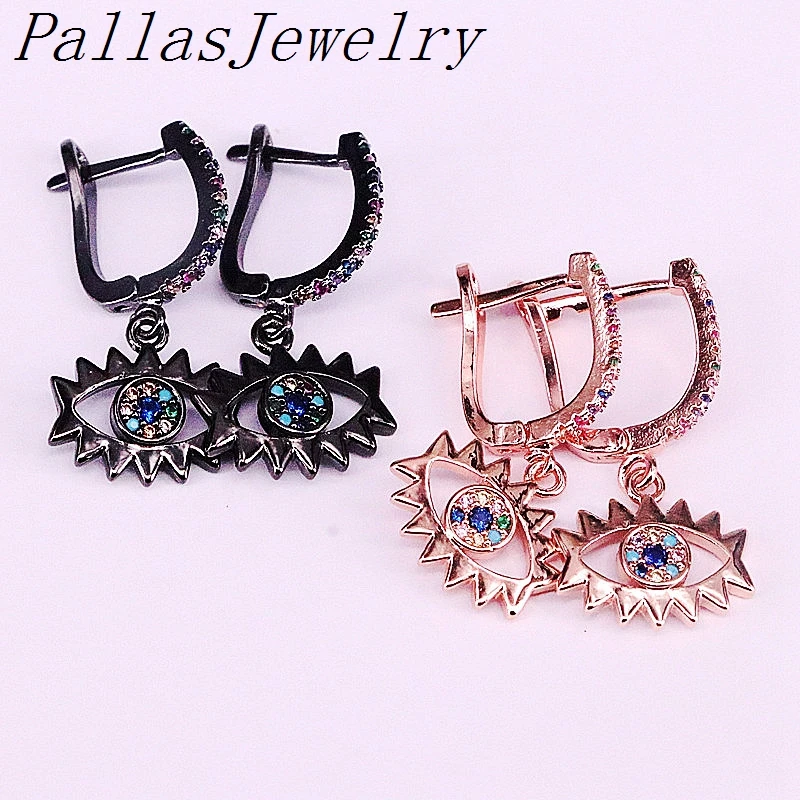 

5Pairs Rainbow Eyes Dangle Micro Pave CZ Party Cz Zirconia Earrings