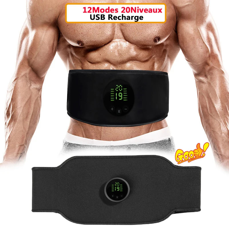 

High Quality Waist EMS Abdominal Muscle Stimulator Vibration Belt Body Slimming Massage Belt Bodybuilding Band Electric Massager