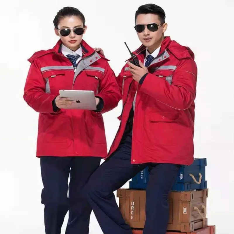 Зимняя рабочая одежда толстый теплый комбинезон с хлопковой подкладкой антифриз