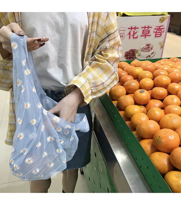 2020 весенне-летняя сетчатая вышивка маленькая Маргаритка милая свежая сказочная