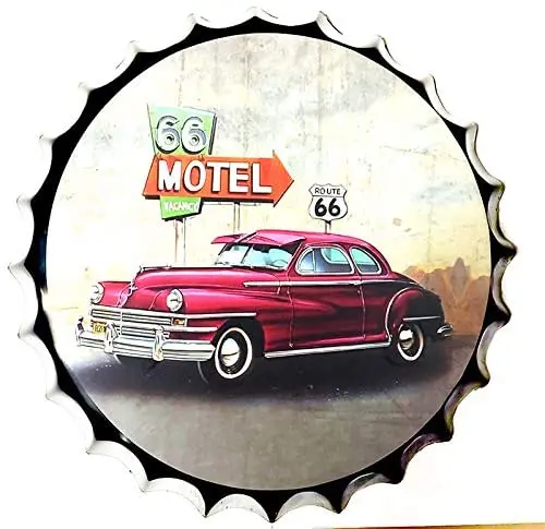 

Royal Tin Sign Bottle Cap Metal Tin Sign Motel Route 66 Mother Road Diameter , Round Metal Signs for Home and Kitchen Bar