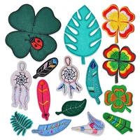 new arrival leaves feathers iron on patch sewing embroidered applique for jacket clothes stickers badge diy apparel accessories