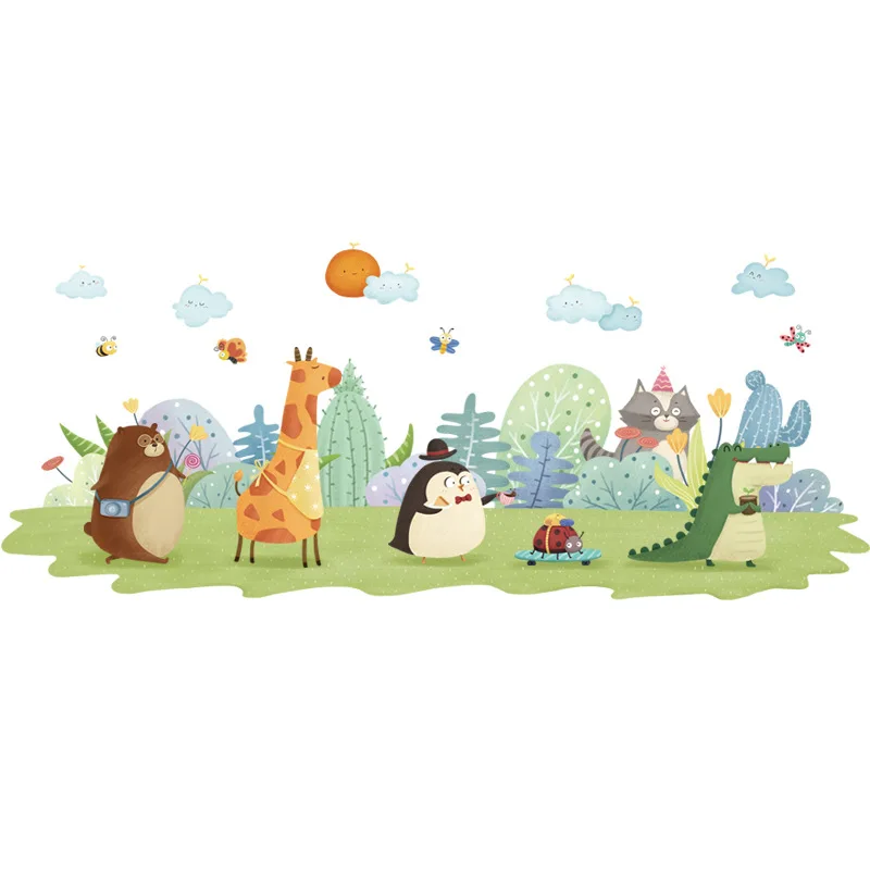 

Cartoon Animals Wall Stickers for Kids Room Nursery Baby Bedroom Wall Decoration DIY Vinyl Wallpaper Art Wall Decals Home Decor