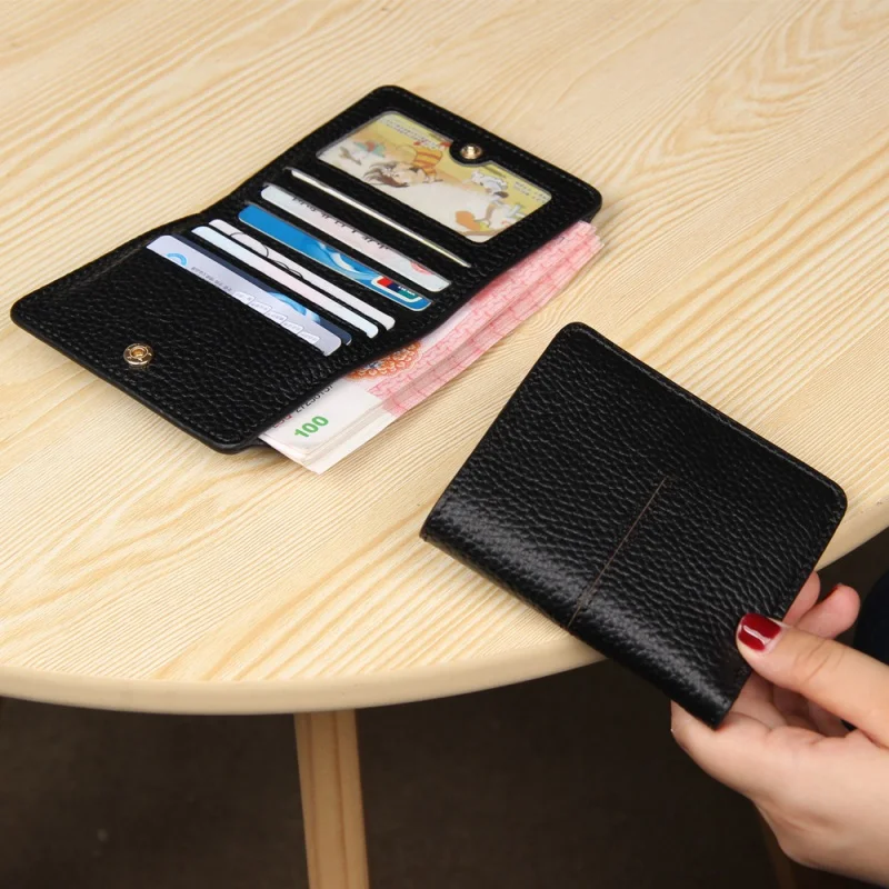 

Stitching Short Wallet Leather Buckle Multi-Card Pocket Wallet