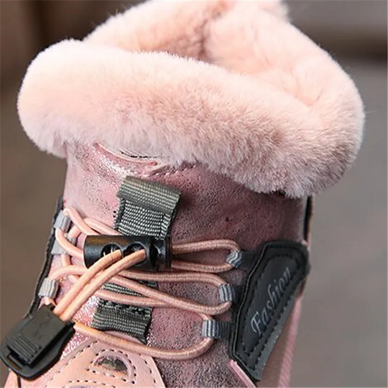 Сапоги детские из натуральной кожи милые ботинки с помпоном кроличьего меха для