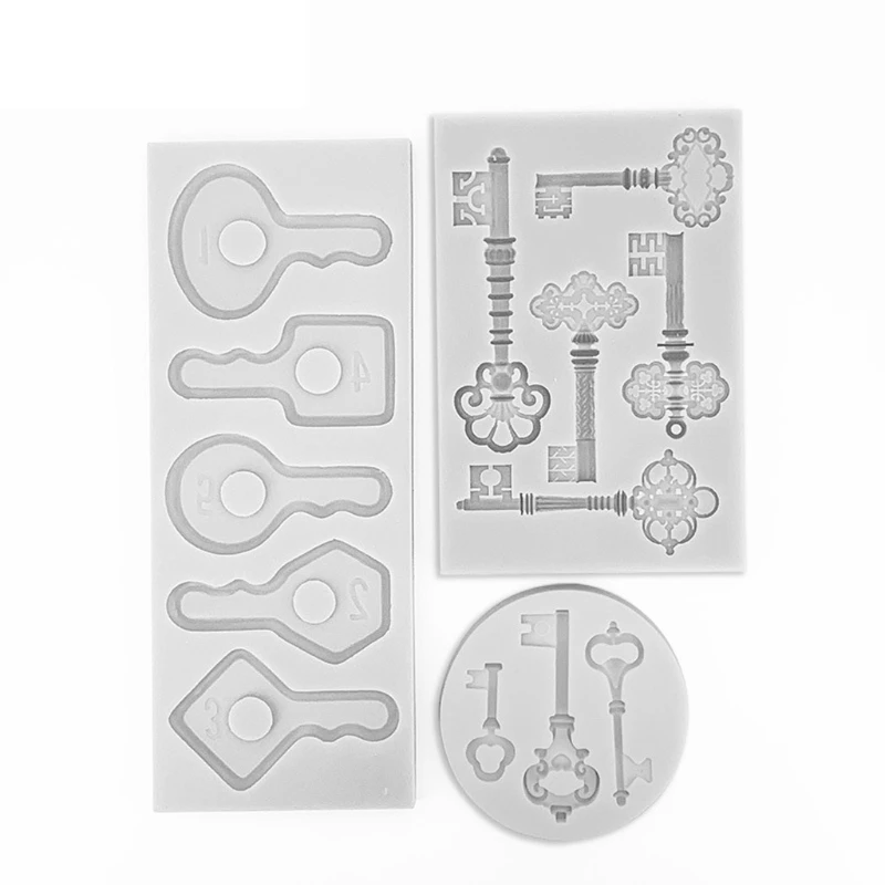 

3Pcs Key Shape Silicone Mold DIY Cupcake Cake Mold Earrings Resin Casting Molds