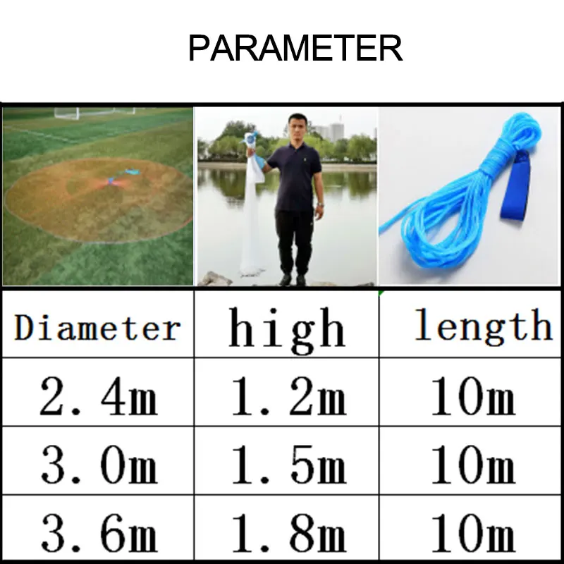 2.4m3.0m3.6m Fishing Casting Net American Acyclic Steel Pendant Small Mesh Trap For Fish Network Goods Tire Line Small Mesh Cast