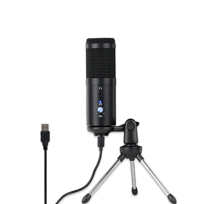 

USB-микрофон, микрофон с металлической подставкой, кардиоидный Регулируемый конденсаторный микрофон для игр и т. Д.