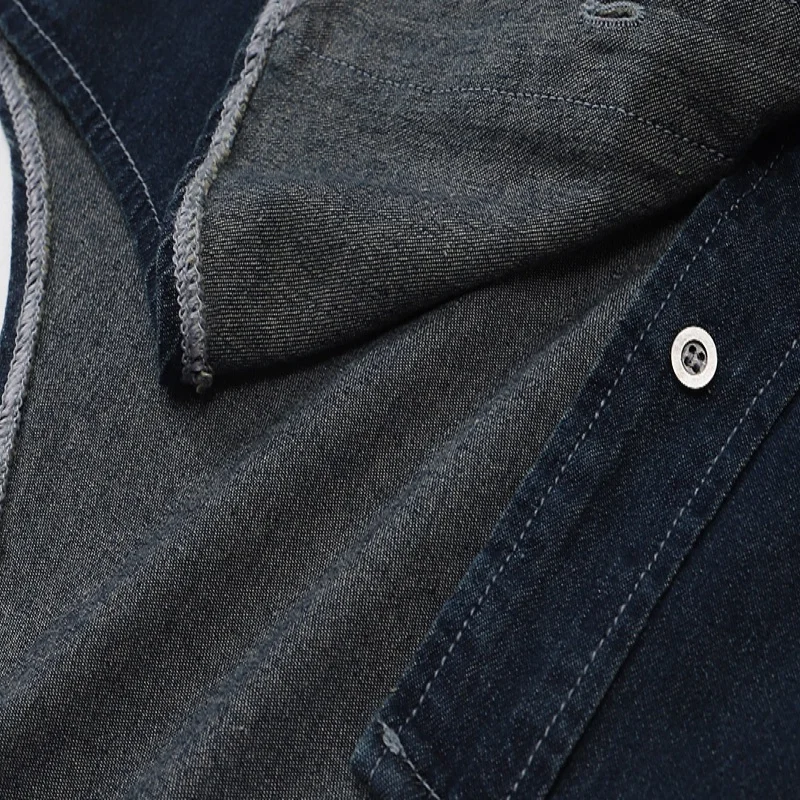 

Retro denim female blue single-breasted loose Korean fashion autumn long-sleeved shirt