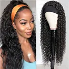 Черный глубокая волна повязка на голову парик синтетические парики с челкой для черный Для женщин фабричного производства синтетический парик с головной повязкой с длинными волосами высокого Температура волокна