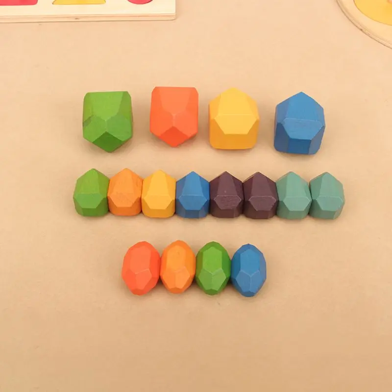 16 шт Детские деревянные цветные каменные укладки игры строительный блок Дети