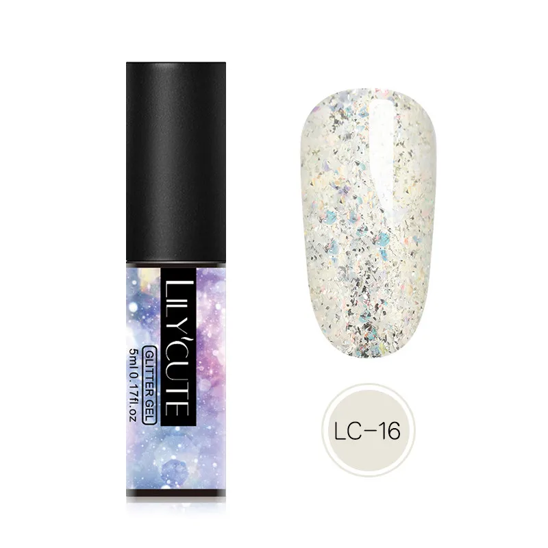 glitter 16 LILYCUTE блестки Гель-лак для ногтей замочить от ногтей УФ светодиодный Блеск Гель-лак для маникюра инструмент для дизайна - Цвет: glitter 16