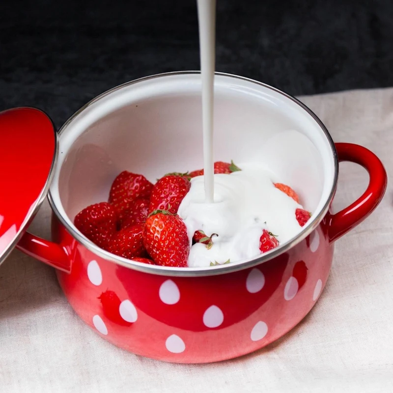 Л Eanmel кулинарная кастрюля клубника утолщенная эмалированная Горячая 18 см суп