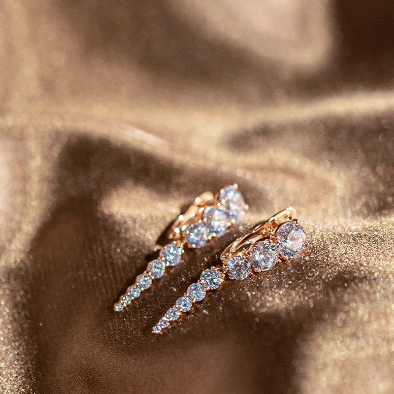 Кинели Роскошные 585 розовое золото висячие серьги для женщин микро воск Декор