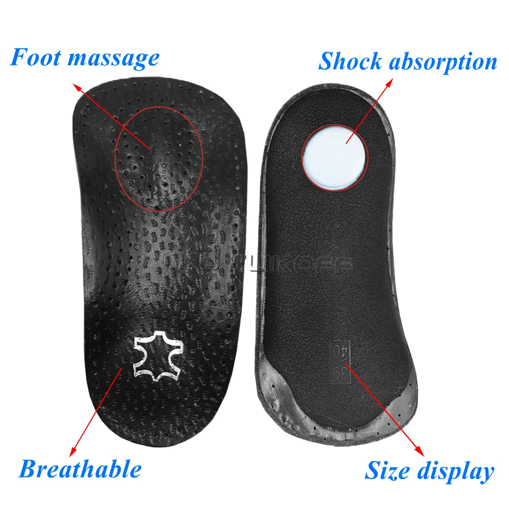KOTLIKOFF Leather Orthotic Insoles Orthopedic Flat Feet Heel Pain Arch Support For Man Woman Business Shoe Insoles Sole Insert